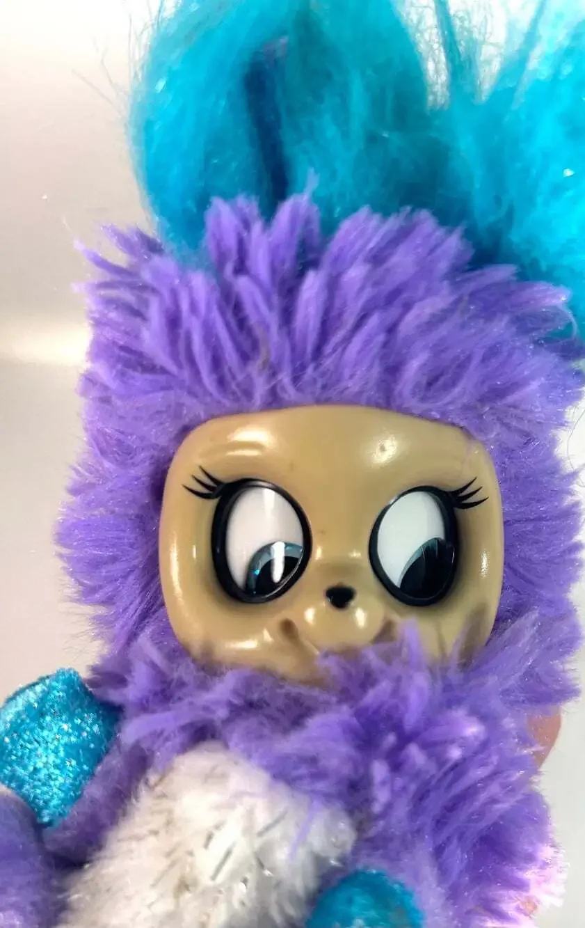 Purple & Teal Bush Baby Raccoon Eyes and ears move puppet